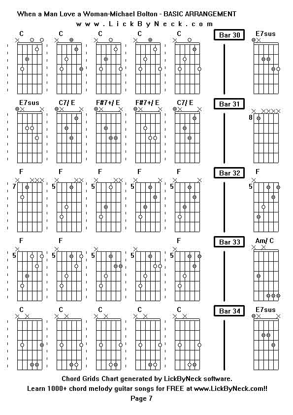 Chord Grids Chart of chord melody fingerstyle guitar song-When a Man Love a Woman-Michael Bolton - BASIC ARRANGEMENT,generated by LickByNeck software.